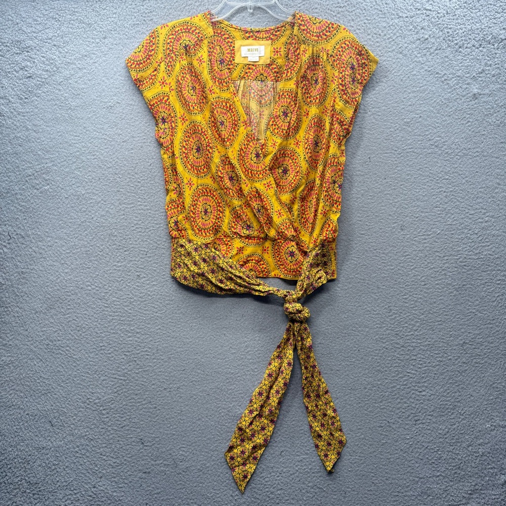 Maeve Yellow Paisley Tie-Waist Blouse